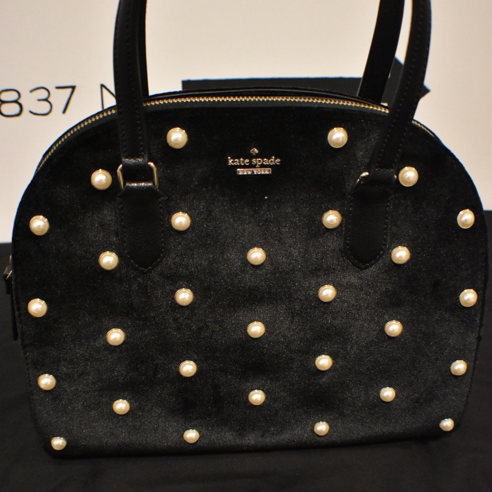 Kate Spade Black Velvet & Pearl Purse